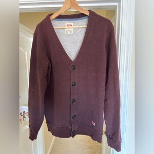Levi's Men's Maroon Cardigan Sweater